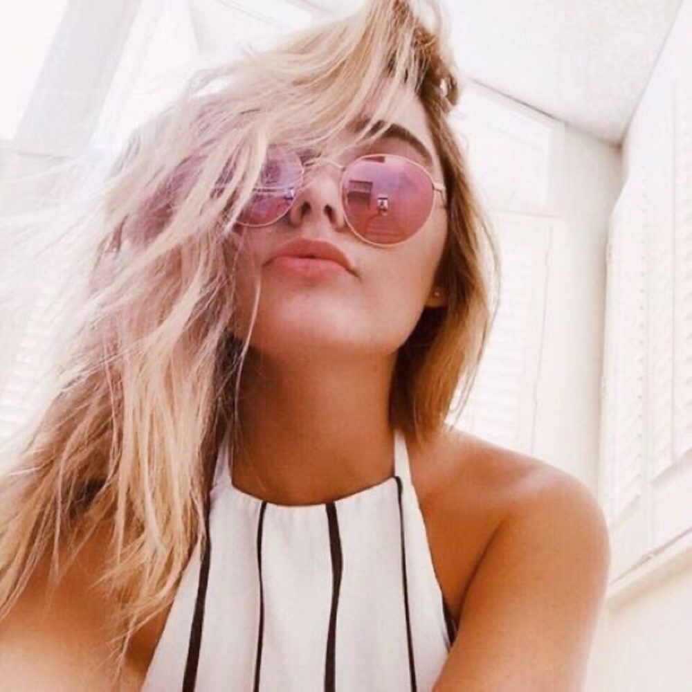 Pink mirror, round metal Ray Bans - authentic